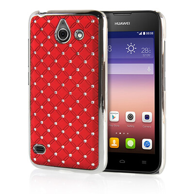 

MOONCASE Hard Chrome Plated Star Bling Back Case Cover for Huawei Ascend Y550 Red