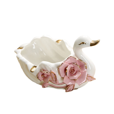

European ceramic pinch flower swan decorative plates ornament home decor porcelain decorative dish ashtray coffee table decoration