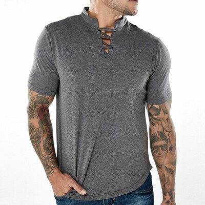 Mens Summer Thin Breathable Deer Printing Polo-shirt