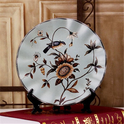

American country ceramic decorative plate frame ornaments living room wine cabinet furniture decorations crafts art figurines