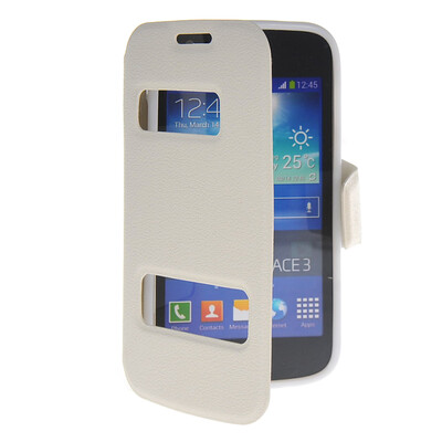 

MOONCASE View Window Leather Side Flip Pouch Stand Shell Back ЧЕХОЛ ДЛЯ Samsung Galaxy Ace 3 S7270 / S7272 White