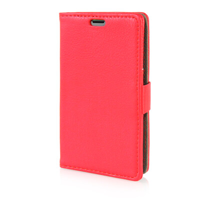 

MOONCASE Litch Skin Leather Side Flip Wallet Card Slot Pouch Stand Shell Back Case Cover for Microsoft Lumia 435 Red