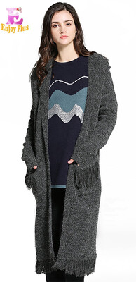 

XL XXL 3XL 4XL 5XL plus size rabbet casual new autumn winter 2018 gray long women sweaters cardigan big size hooded knitted lady