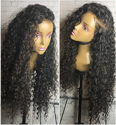 

Braziian Virgin Hair Curly Lace Front Wig 150 Density Bleached Knots With Baby Hair Natural Color