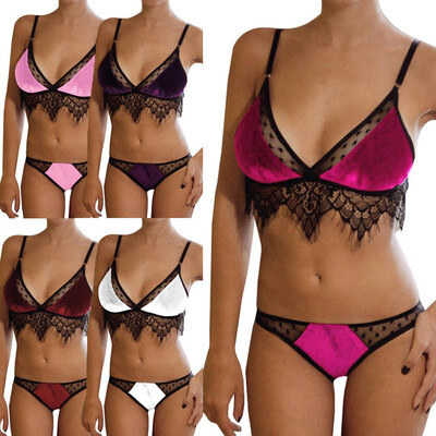 

Sexy Women Lace Floral Bralette Push Up Bra G-string Set Lingerie Sleepwear Gift