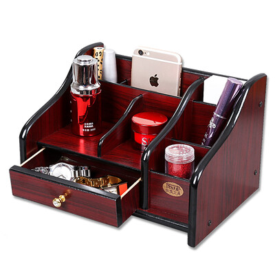 

TRNFA) TN-710 Wooden Penholder Storage Office Office Table Finishing Shelf Closet Cosmetics Remote Control Storage Box