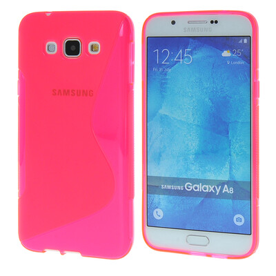 

MOONCASE Galsxy A8 Дело S - линия Гибкая Прочный силиконовый гель ТПУ Тонкий чехол для Samsung Galsxy A8 ярко-розовый