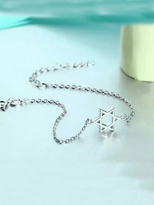 

ONICE 925 Sterling Silver Lucky & Wish Chiain Bracelet with Hexagon Angle WQL003