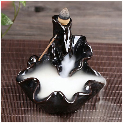 

UpperX Ceramic Lotus Flower Incense Burner Holder 19 Black