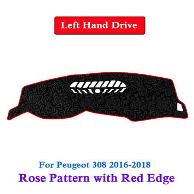 

Car Styling Dashboard Protective Mat Shade Cushion Cover Pad Rose Pattern Carpet For Peugeot 308 2012-2018 LHD&RHD Anti-Slip Mat