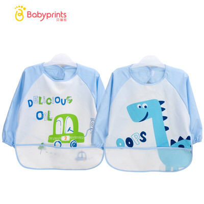 

Babyprints baby bib splash suit infant eating waterproof bib children painting anti-wear gown 2 pieces car small dinosaur