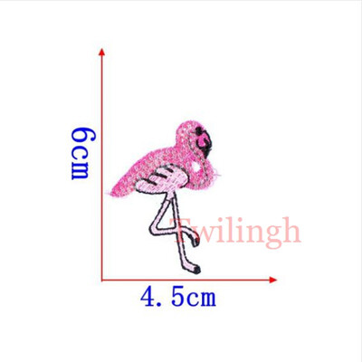 

1 pcslot Brand Embroidered Patches Pink Bird Flamingo Sequin Patches Iron On Fabric Badge Sew On Clothes Appliques DIY Stickers