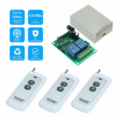 

433MHz DC 12V 2CH Universal 10A Relay Wireless Remote Control Switch Receiver Module And 5PCS 2 Key RF 433Mhz Transmitter Remote C