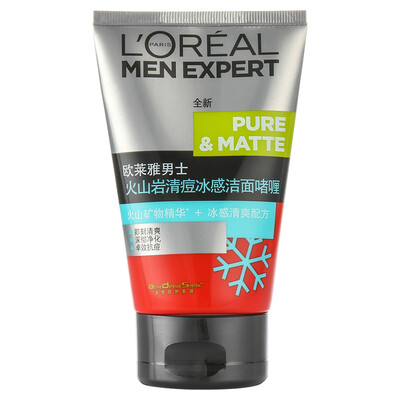 

L'Oreal (LOREAL) мужской чувство льда вулканический Угри Очищающий гель 100мл (мужская умывания глубокое очищение акне)
