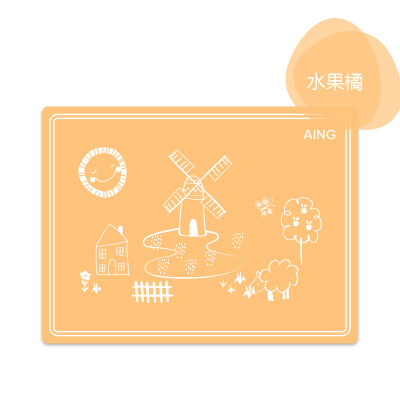 

Ayin childrens silicone table mat baby waterproof mat insulation mats kindergarten out travel convenient to carry folding dining place mat orange