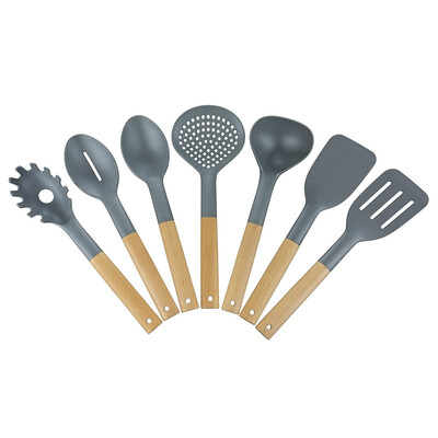 

UpperX 7-Piece Kitchen Cooking Utensils Set with Natural Bamboo Handles-Cooking Tool&Kitchen Gadget for Nonstick Cookware