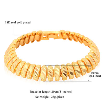 

Gold Bracelet Men Jewelry Gift Wholesale New Trendy Platinum/18K Real Gold Plated 20 CM 10 MM Wide Link Chain Bracelet U7