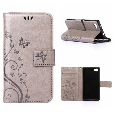 

MOONCASE цветочным узором Премиум мягкий PU кожаный чехол Обложка для Sony Xperia Z5 Compact