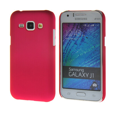 

MOONCASE Hard Rubberized Rubber Shell Back Protective Case Cover for Samsung Galaxy J1 Hot pink