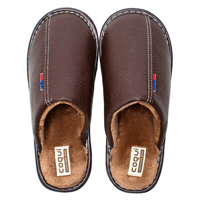 

Cool fun coqui winter cotton slippers couple home indoor warm leather slippers female leather red 4041 CQ4055