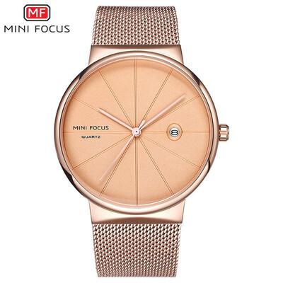 

MINI FOCUS Fashion Stainless Steel Strap Business Men Quartz Watch MF0176G