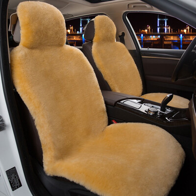 

2 PCS Australian Pure Sheepskin Fur Seat CoverSuper Warm Universal Car Seat Cover1 Pair Wool Car Seat Covers Cushion WSCP02
