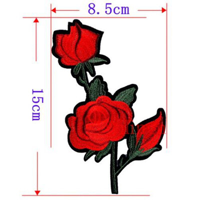

1 Pc Brand Flower Patches Big Stickers Embroidery 3D Red Rose Applique Motif Applique Garment Women DIY Clothes Wedding Patch