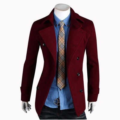 

Zogaa New Mens Wool Coat Autumn And Winter Double-breast Casual