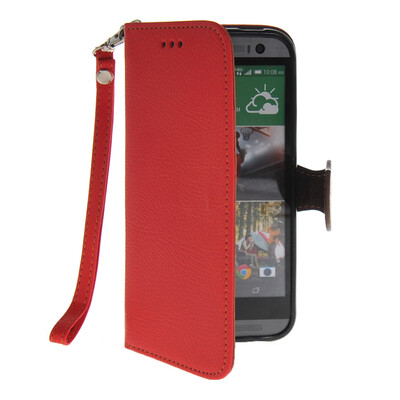 

MOONCASE Лич кожи Кожа Флип сторона кошелек держателя карты Чехол с Kickstand чехол для HTC One M8 красный