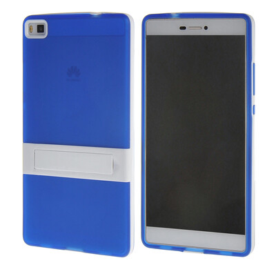 

MOONCASE Huawei P8 Case Jelly color Silicone Gel TPU Skin Slim With Stand Back Case Cover for Huawei Ascend P8 Blue