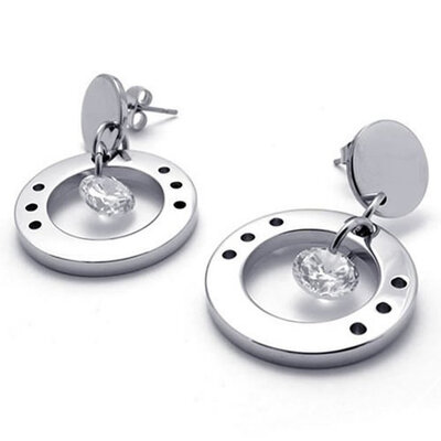 

Hpolw Stainless Steel Cubic Zirconia Stud Earrings Set, 2pcs, Color Silver