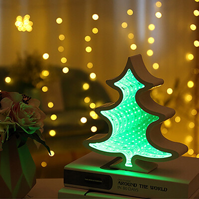 

3D effect LED tunnel bell Christmas tree five-pointed star love shape with INS New Year Christmas decoration night light