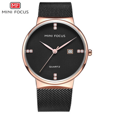 

MINI FOCUS Fashion Stainless Steel Strap Business Men Quartz Watch MF0181G