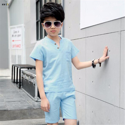 

Linen Boys Clothes Sets Summer Short Sleeve Casual Children Sport Suits Two Piece Kid Clothing 4 5 6 7 8 9 10 11 12 13 14 Years