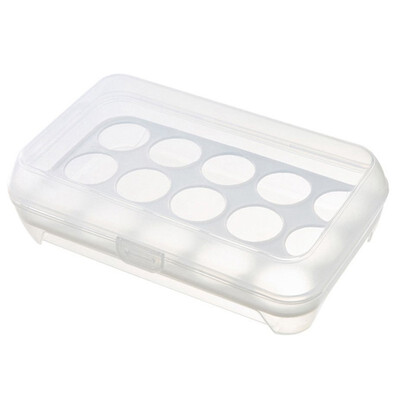 

UpperX Egg Tray for Refrigerator15 Eggs Tray Holder with LidPortable Shatter-proof Covered Egg Container White