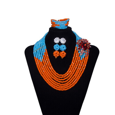 

2018 New African Beads Jewelry Set Red & Pink Crystal Beads Necklace Set Dubai Wedding Indian Bridal Jewelry Set For Women