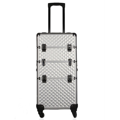 

3 layers cosmetic profession travel trolley makeup box beauty case professional large Luggage suitcase Bag makeup Aluminum frame