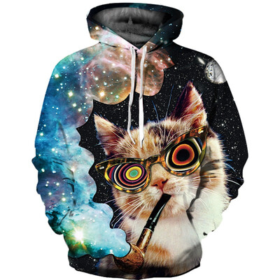 QL-599 Mens Hoodie 3D Printed Women Pullover Sweater