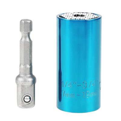 

Universal Torque Socket Wrench Sleeve Ratchet Grip Drill Adapter Tool Sleeve contains 54 hardened steel spring pins