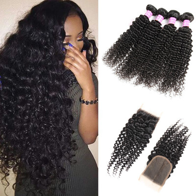 

Unprocessed Malaysian Virgin Human Hair Cheap Kinky Curly Bundles With Free Part Lace Closure Wholesale Kinky Curly Hair Bundles