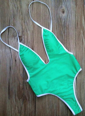 

2018 Women One-piece Swimsuit Solid High Cut Thong Monokini Swimwear Bathing Suit