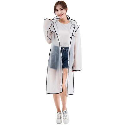 

Yuhang YUHANG outdoor EVA raincoat hiking hiking adult translucent fashion raincoat thick non-disposable raincoat men&women long hooded L VA616 black edging