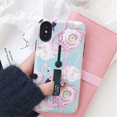 

Hide Ring Stand Holder Case For iPhone X Case 7 8 Plus Floral Flamingo Phone Cases
