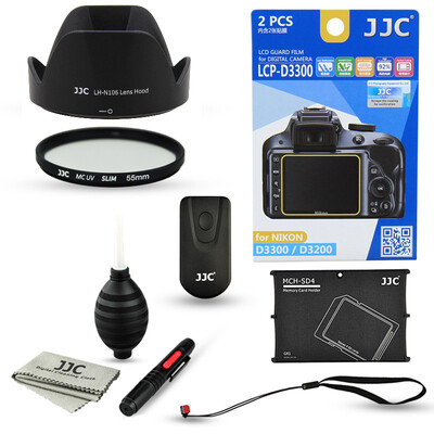 

JJC ND1E Nikon D3300 D3200 AF-P 18-55 HD Комплект посвященный объектив + HB-N106 пленка капот инфракрасный пульт дистанционного + + 55mmUV фильтр очистки инструмента