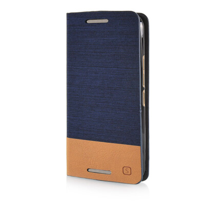 

MOONCASE Canvas Design Leather Side Flip Wallet Pouch Stand Shell Back ЧЕХОЛ ДЛЯ HTC One M9 Dark Blue