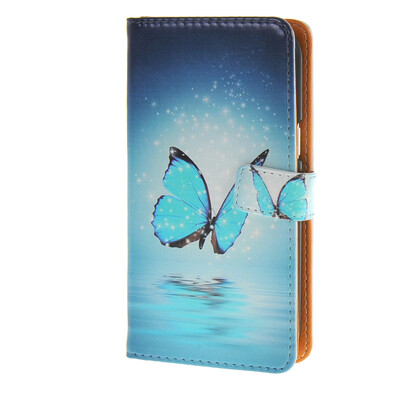 

MOONCASE Samsung Galaxy J1 чехол Голубая бабочка кожаный бумажник флип Слот для карты Кронштейн задняя крышка Крышка A 08