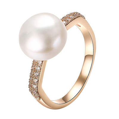 

Yoursfs Pearl Ring 18k Rose Gold Plated Simulated Solitaire Pearl Rings Wedding Bands Jewelry Gift