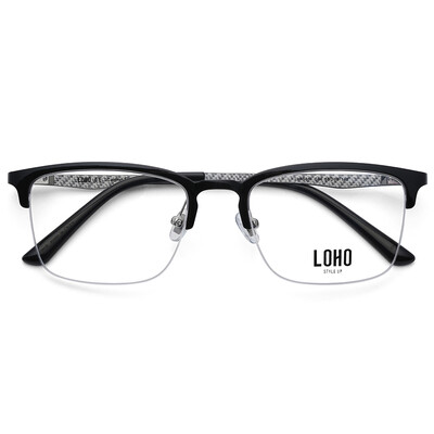 

LOHO glasses life glasses frame mens ultra light carbon fiber business half frame glasses frame ultra light wild frame LH15011 gray color