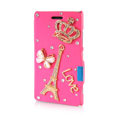 

MOONCASE Luxury Flower Crystal Leather Side Flip Wallet Pouch Case Cover for Nokia Lumia 925