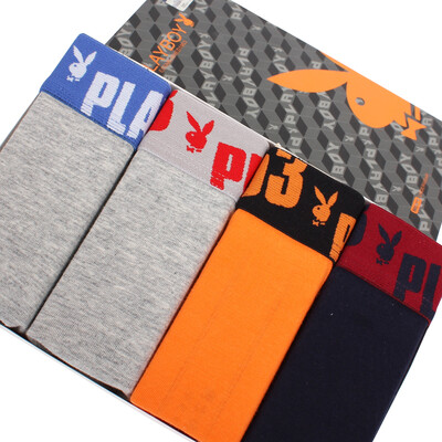 

Playboy Men&39s underwear Men&39s flat pants Comfortable elastic cotton in the waist box pants 4 gray red possession of blue gray blue orange XL